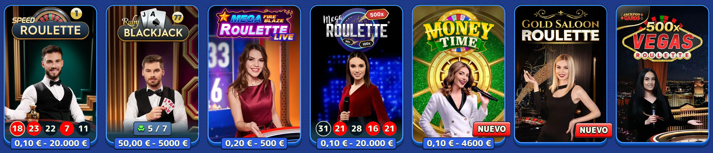 Mesas de casino en directo con crupier en Pistolo Casino
